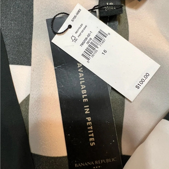 Banana Republic Factory Olive Green Black Cream Twist Front Dress. Size 16. NWT. - Picture 13 of 15